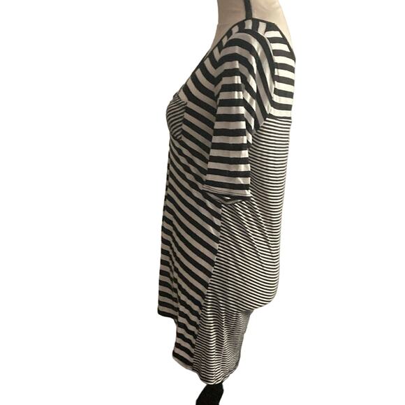 Maurices black and white striped hi low tunic top m - Picture 3 of 9